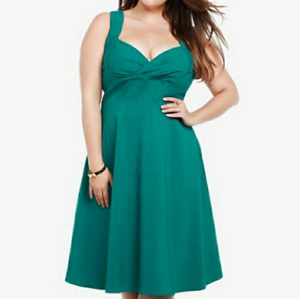 NWT TORRID Green Retro Chic Midi Dress 26